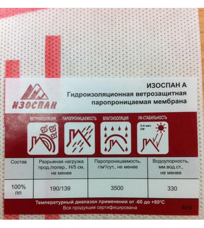 Ветрозащитная паропроницаемая мембрана Изоспан А