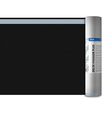 Перфорированная ветрозащитная мембрана из полиэстера с самоклеящейся лентой для фасадов DELTA-FASSADE 20 PLUS