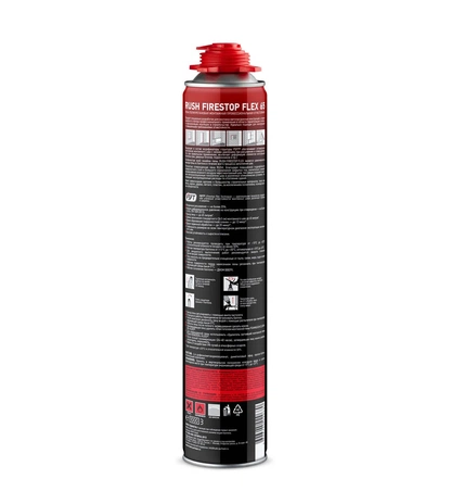 Огнестойкая модифицированная равномерная монтажная пена RUSH FIRESTOP FLEX 65, 1 л