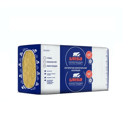 Экологичная минераловатная плита URSA Теплостандарт