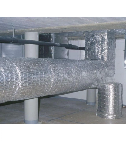 Негорючий фольгированный прошивной мат на металлической сетке ЭКОРОЛЛ КВ-125 Ф ГС