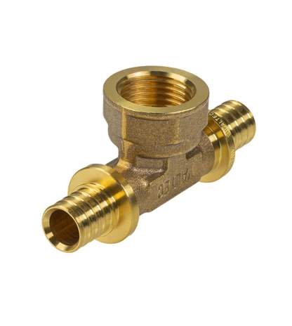 Тройник аксиальный надвижной латунный ВР с переходом на внутреннюю резьбу