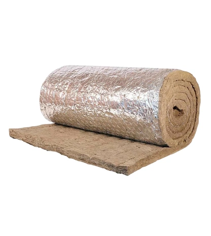 Негорючий фольгированный прошивной мат на металлической сетке ЭКОРОЛЛ КВ-75 Ф ГС