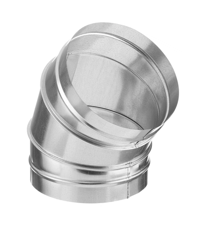 Отвод круглого воздуховода из оцинкованной стали 45°