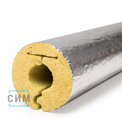 Негорючие фольгированные минераловатные цилиндры высокой плотности ЭКОРОЛЛ КВ-120 Ф