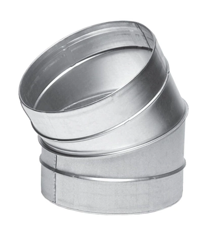 Отвод круглого воздуховода из оцинкованной стали 30°