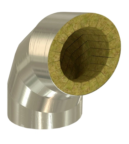 Фольматканевые ламельные базальтовые отводы 90° ЭКОРОЛЛ КВ-35/50 ФТ