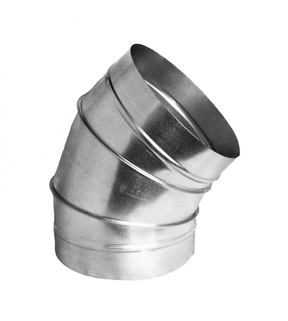 Отвод круглого воздуховода из оцинкованной стали 45°