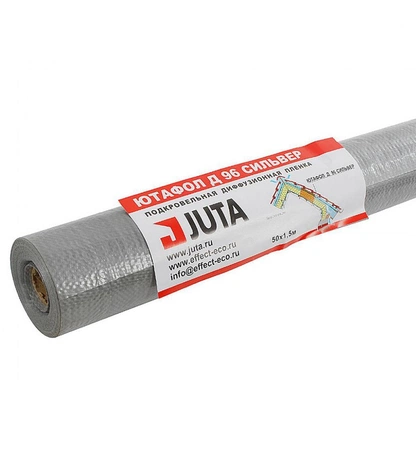 Подкровельная диффузионная ламинированная полипропиленовая плёнка Ютафол Д 96 Сильвер