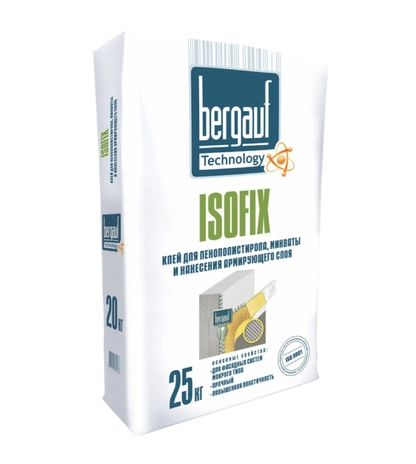 Клей для пенополистирола, минваты и нанесения армирующего слоя Bergauf Isofix 25 кг