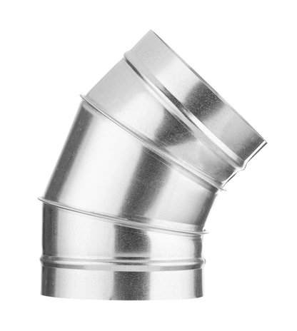 Отвод круглого воздуховода из оцинкованной стали 45°