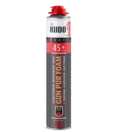 Профессиональная огнестойкая полиуретановая пена KUDO PROFF 45+ FIREPROOF 1 л