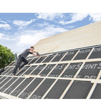 Диффузионная полипропиленовая мембрана повышенной прочности с самоклеящейся лентой DELTA-VENT S PLUS