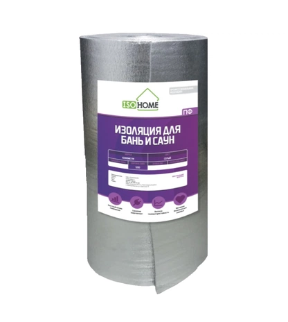Фольгированный рулон из вспененного полипропилена ISOHOME ПФ для бань и саун