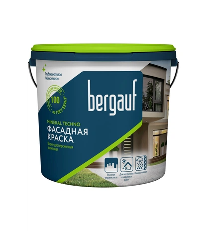 Фасадная краска акриловая водно-дисперсионная Bergauf Mineral Techno ведро 18 л