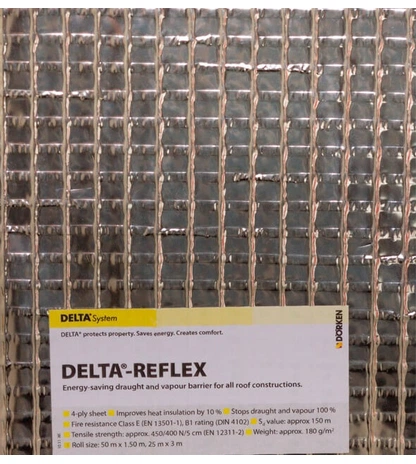 Отражающая пароизоляционная полипропиленовая плёнка с алюминиевым слоем DELTA-REFLEX