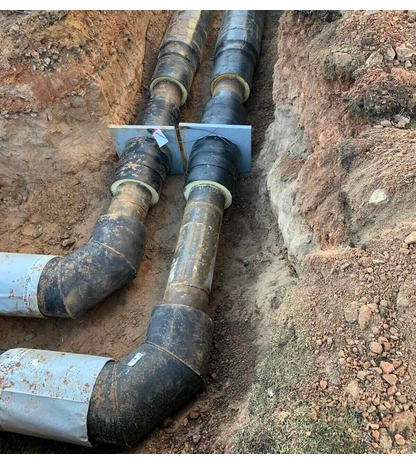 Отвод в ППУ изоляции 90° стальной укороченный в ПЭ оболочке